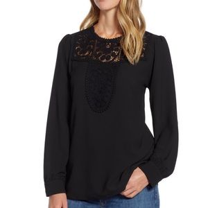 Halogen, Lace & Crepe Blouse